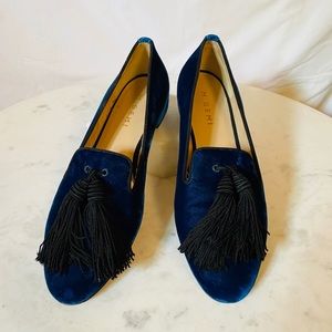 M. Gemi Womens 39 8.5 Blue Velvet Loafer Shoes